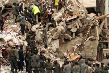 Rescue mission during an operation after the Nairobi Bomb Blast in 1998