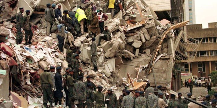 Rescue mission during an operation after the Nairobi Bomb Blast in 1998